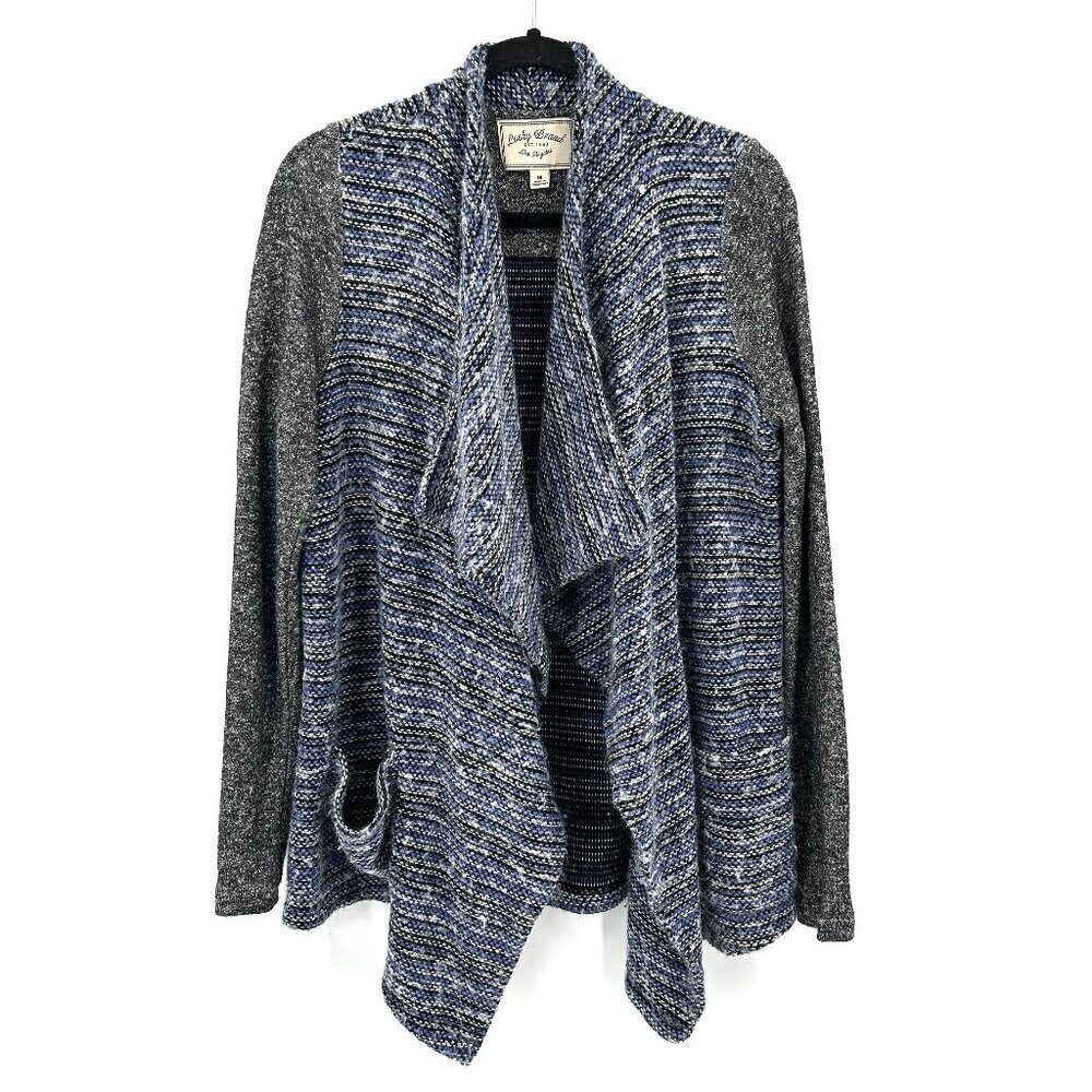 LUCKY BRAND *Flawed* Blue Gray Knit Wool Blend Open Cardigan Sweater Size Medium